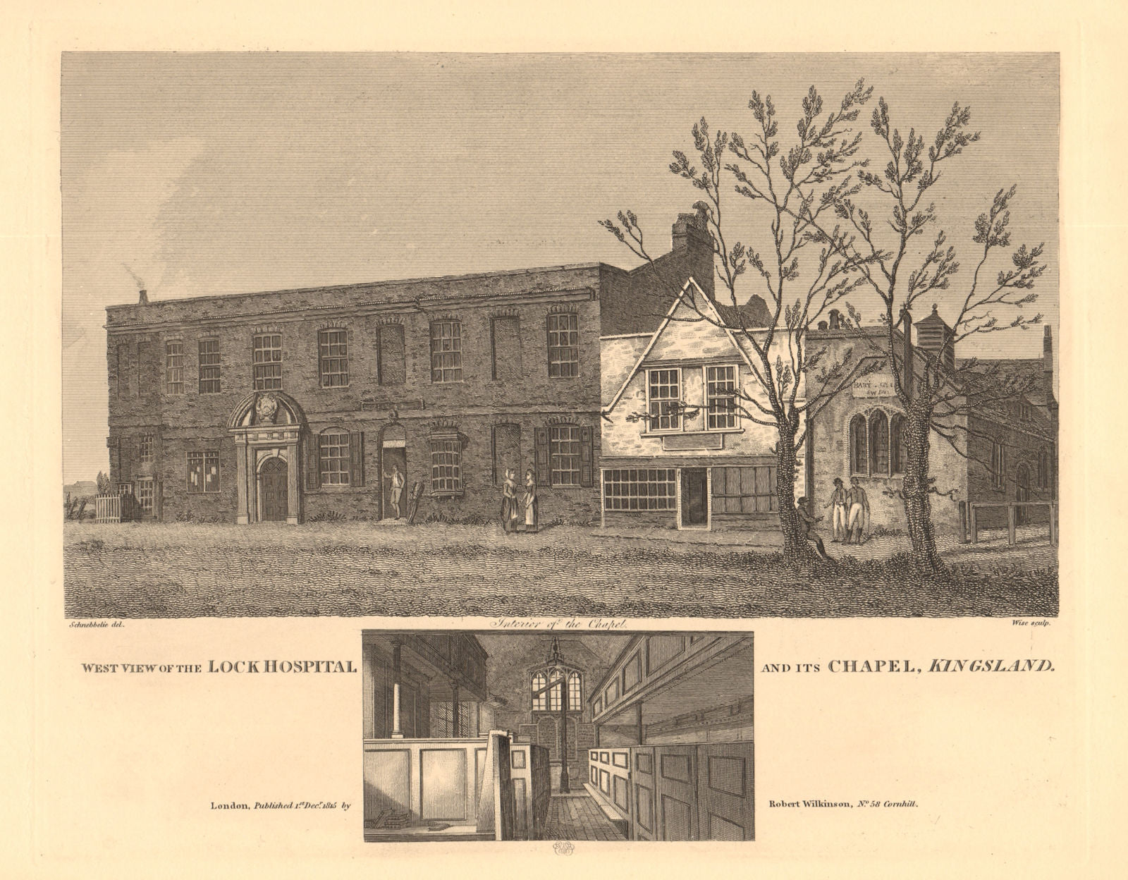 KINGSLAND LOCK (LEPER) HOSPITAL & CHAPEL, Kingsland Green, Dalston. London 1834
